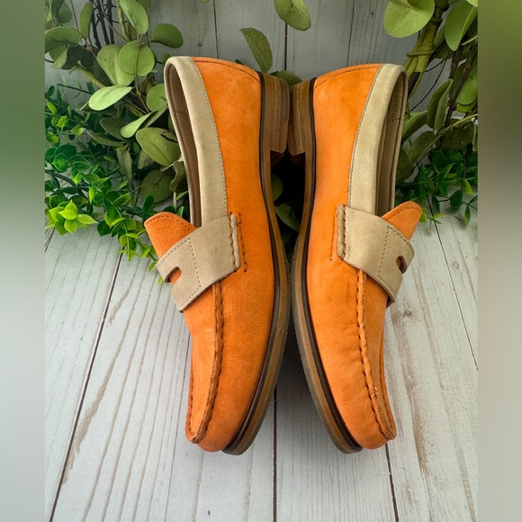 Cole Haan Women’s Penny Loafers Orange & Tan Nubuck Leather Size 7B - Picture 4 of 8